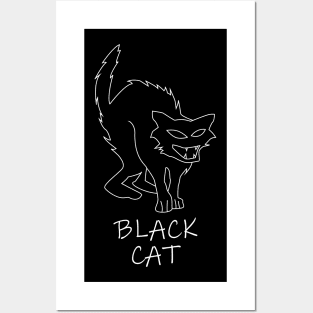 Halloween Black Cat Witch Posters and Art